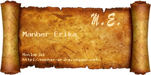 Manher Erika névjegykártya